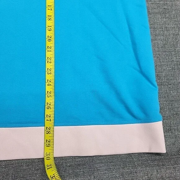 Lands End Serious Sweats Sweatshirt 1X Plus Size Teal Colorblock Print Pullover - Picture 3 of 10